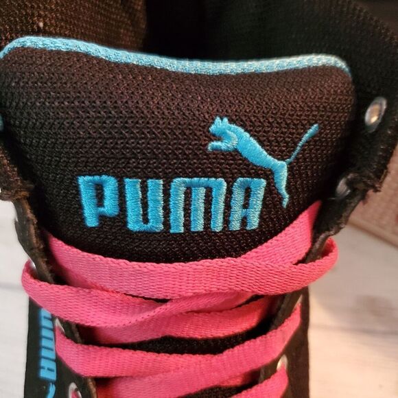 Puma Hooper High Tops Sneakers. Black/Teal/Pink. Size 11 - Picture 11 of 12